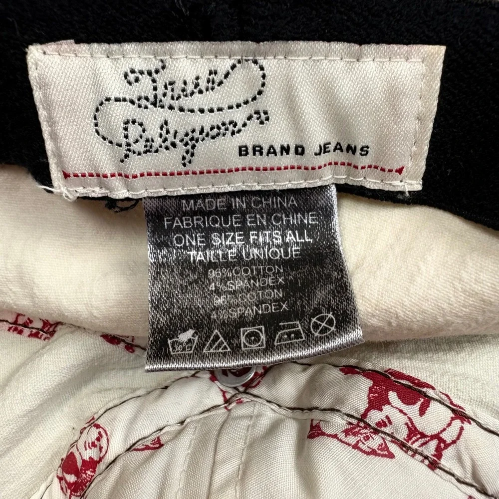 True‎ Religion Buddha Y2K Cream Hip Hop Contrast Stitch A-Flex Distressed Hat OS
